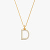 Gold Lab Grown Diamond Studded D Initial Pendant (9k)
