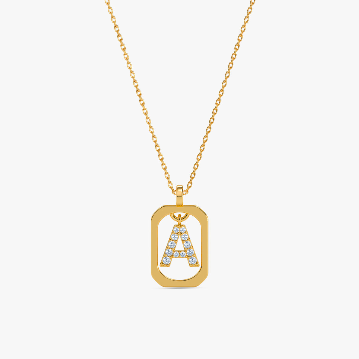 Gold Lab Grown Diamond Framed A Initial Pendant (9k)