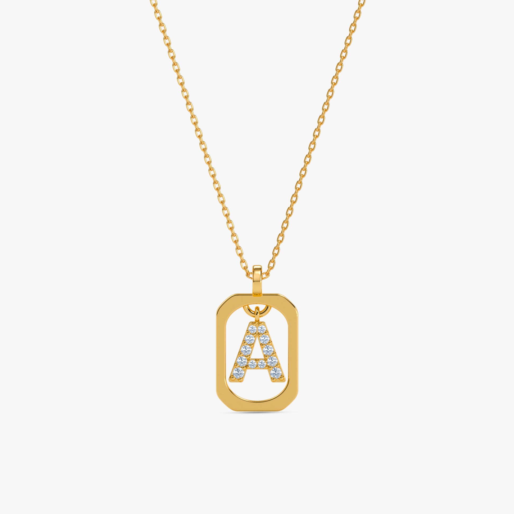 Gold Lab Grown Diamond Framed A Initial Pendant (9k)