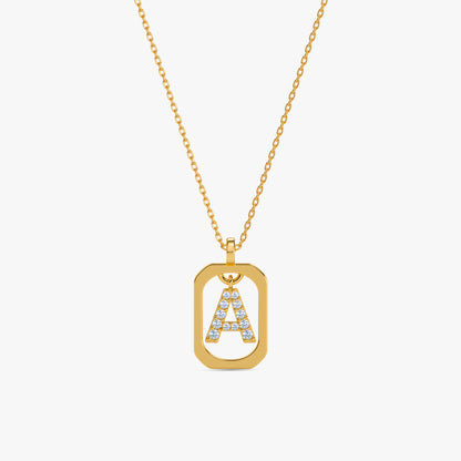Gold Lab Grown Diamond Framed A Initial Pendant (9k)