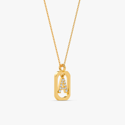 Gold Lab Grown Diamond Framed A Initial Pendant (9k)