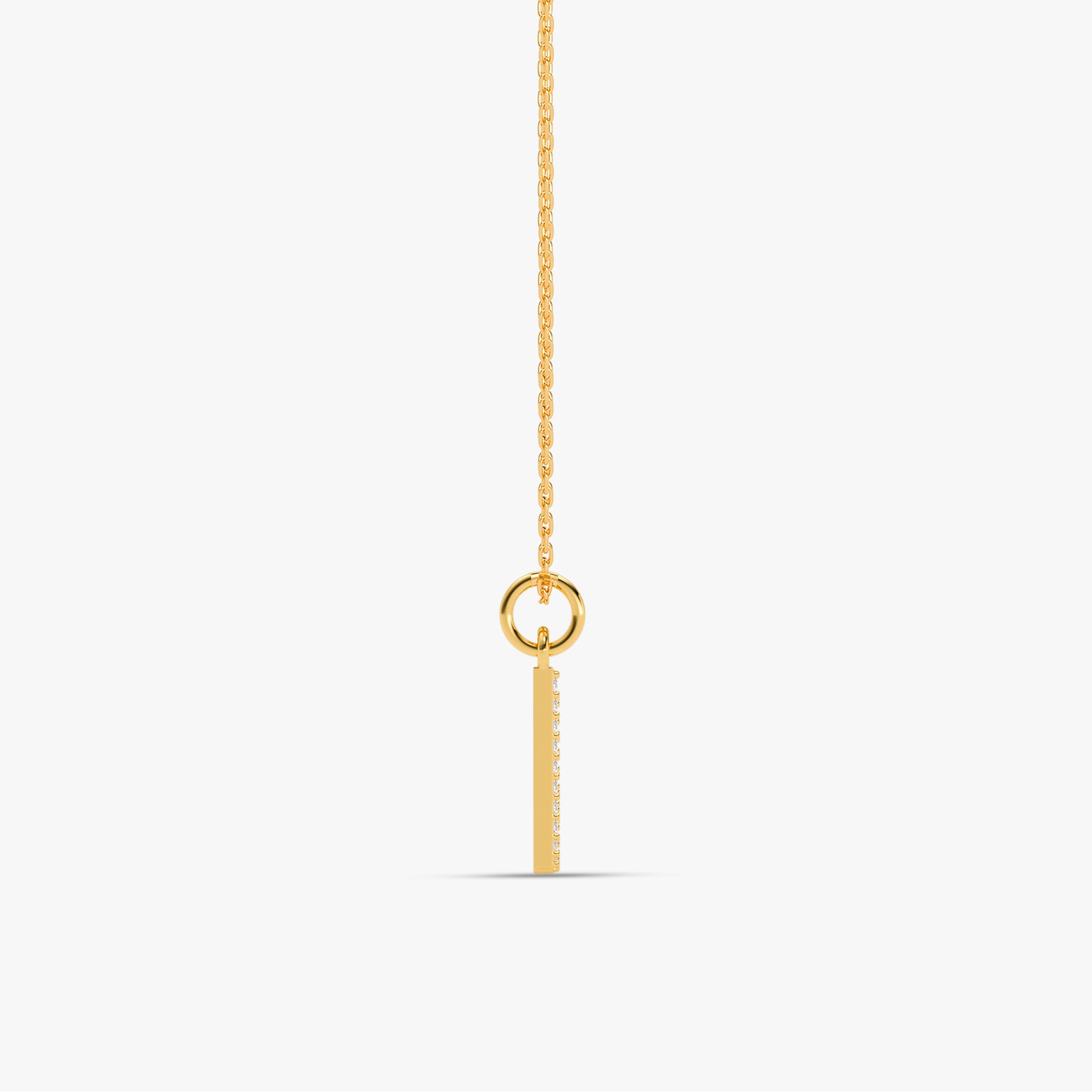 Gold Lab Grown Diamond Studded V Initial Pendant (9k)