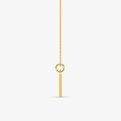 Gold Lab Grown Diamond Studded V Initial Pendant (9k)