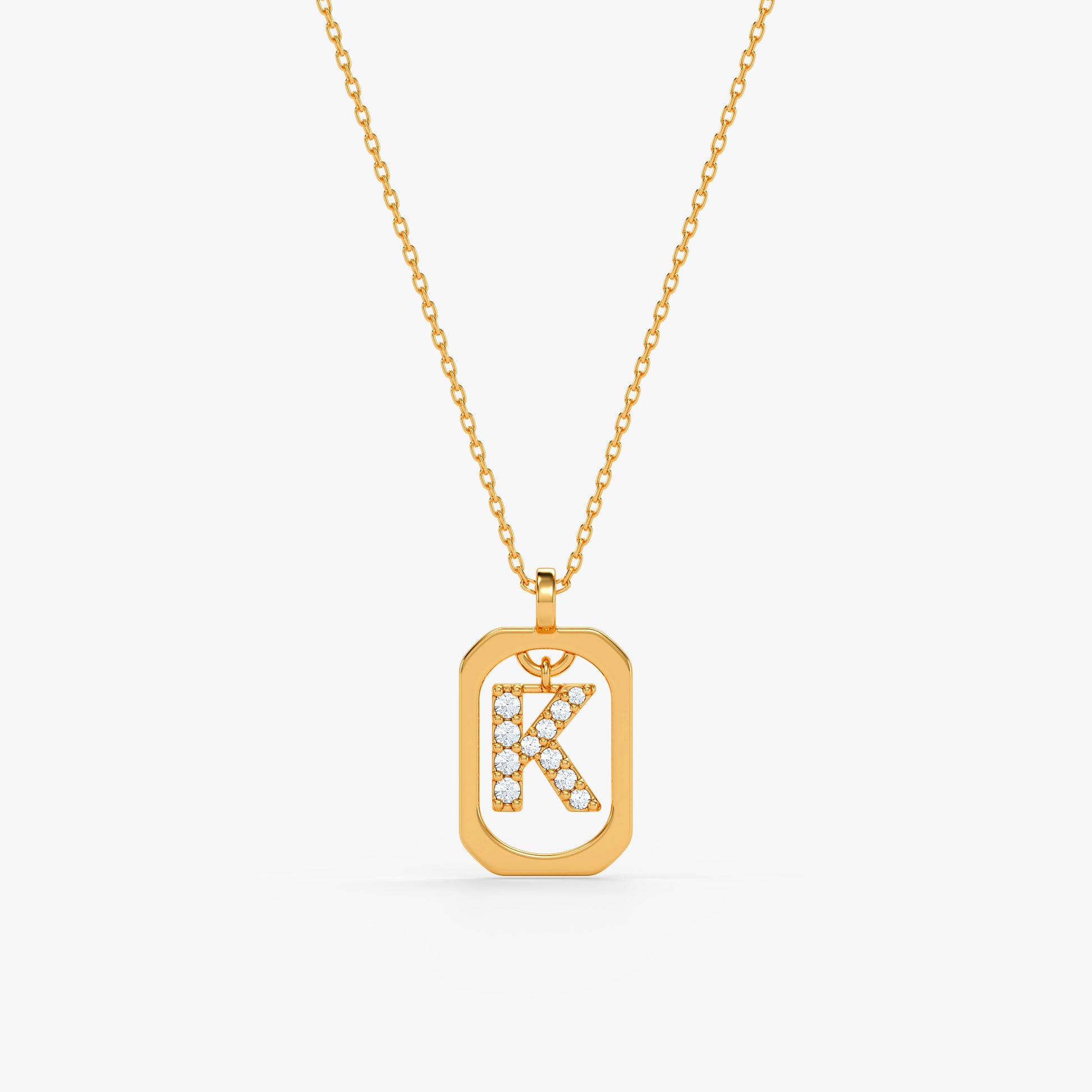 Gold Lab Grown Diamond Framed K Initial Pendant (9k)
