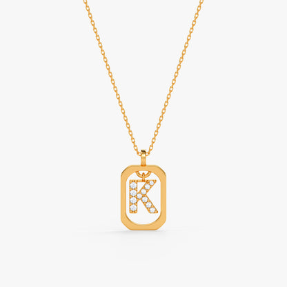 Gold Lab Grown Diamond Framed K Initial Pendant (9k)