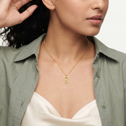 Gold Lab Grown Diamond Framed K Initial Pendant (9k)