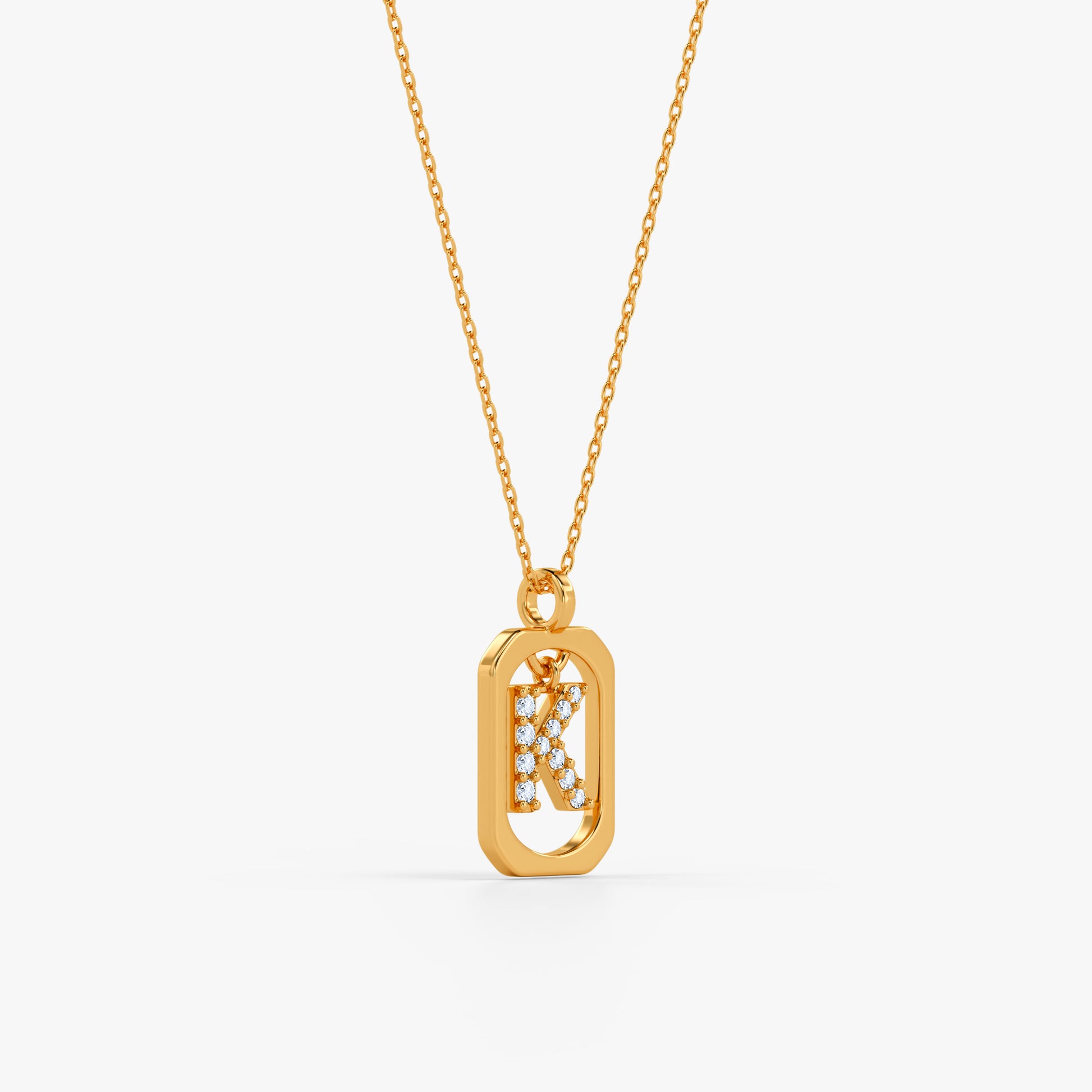 Gold Lab Grown Diamond Framed K Initial Pendant (9k)