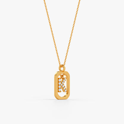 Gold Lab Grown Diamond Framed K Initial Pendant (9k)