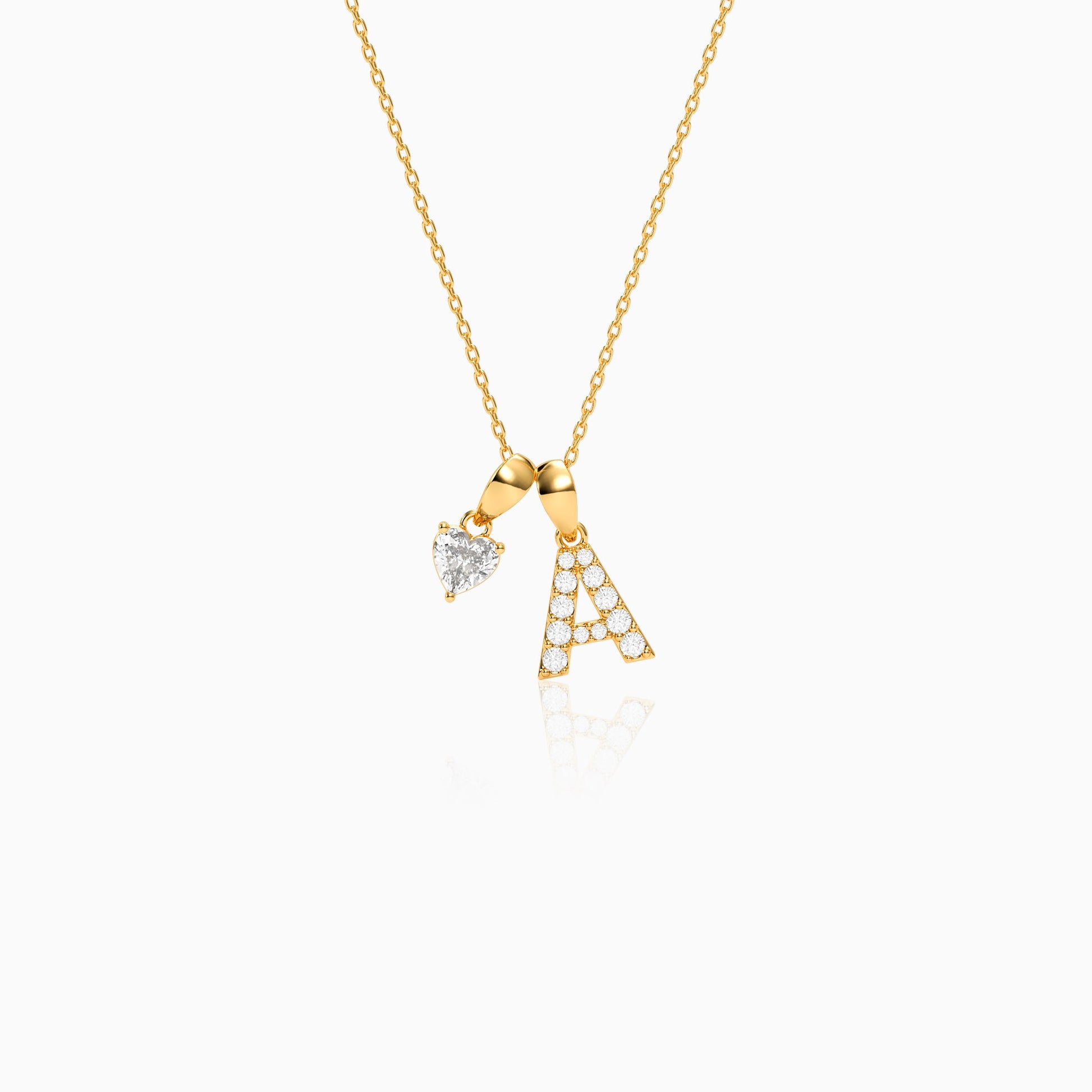 Personalised Gold Luv Lab Grown Diamond Initial Pendant (9K)