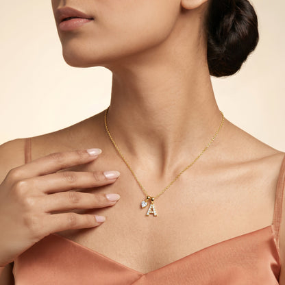 Personalised Gold Luv Lab Grown Diamond Initial Pendant (9K)