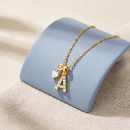 Personalised Gold Luv Lab Grown Diamond Initial Pendant (9K)