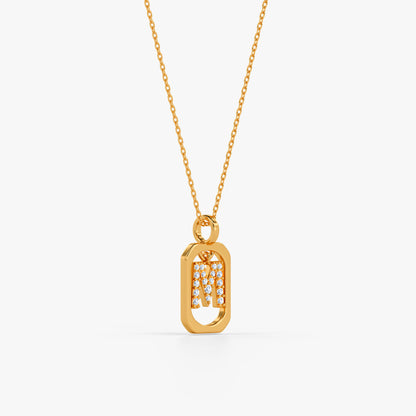 Gold Lab Grown Diamond Framed M Initial Pendant (9k)