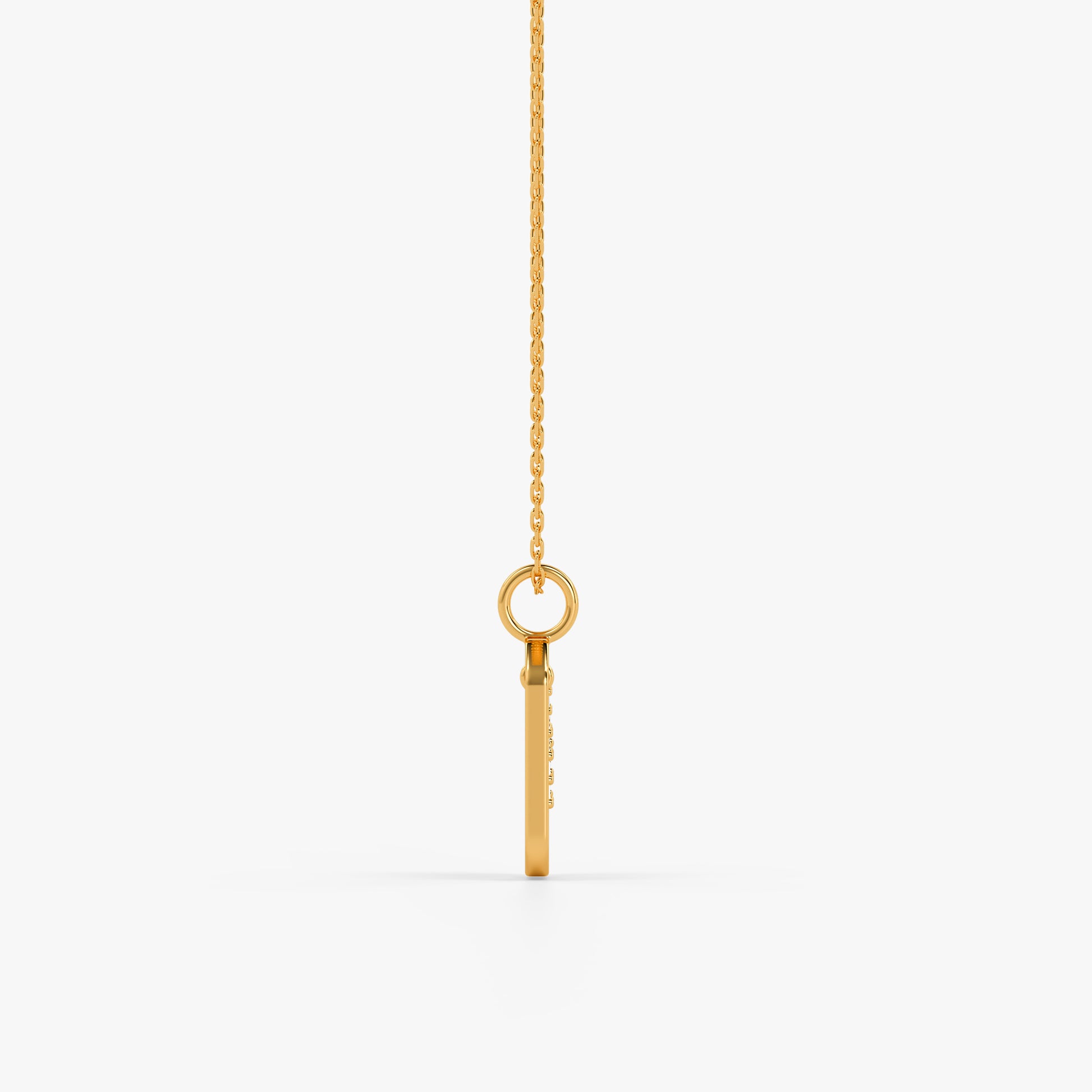 Gold Lab Grown Diamond Framed M Initial Pendant (9k)