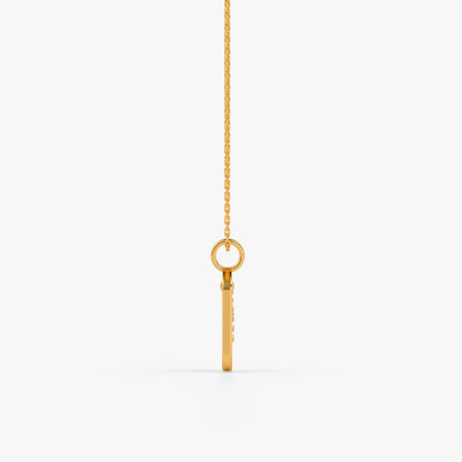 Gold Lab Grown Diamond Framed M Initial Pendant (9k)