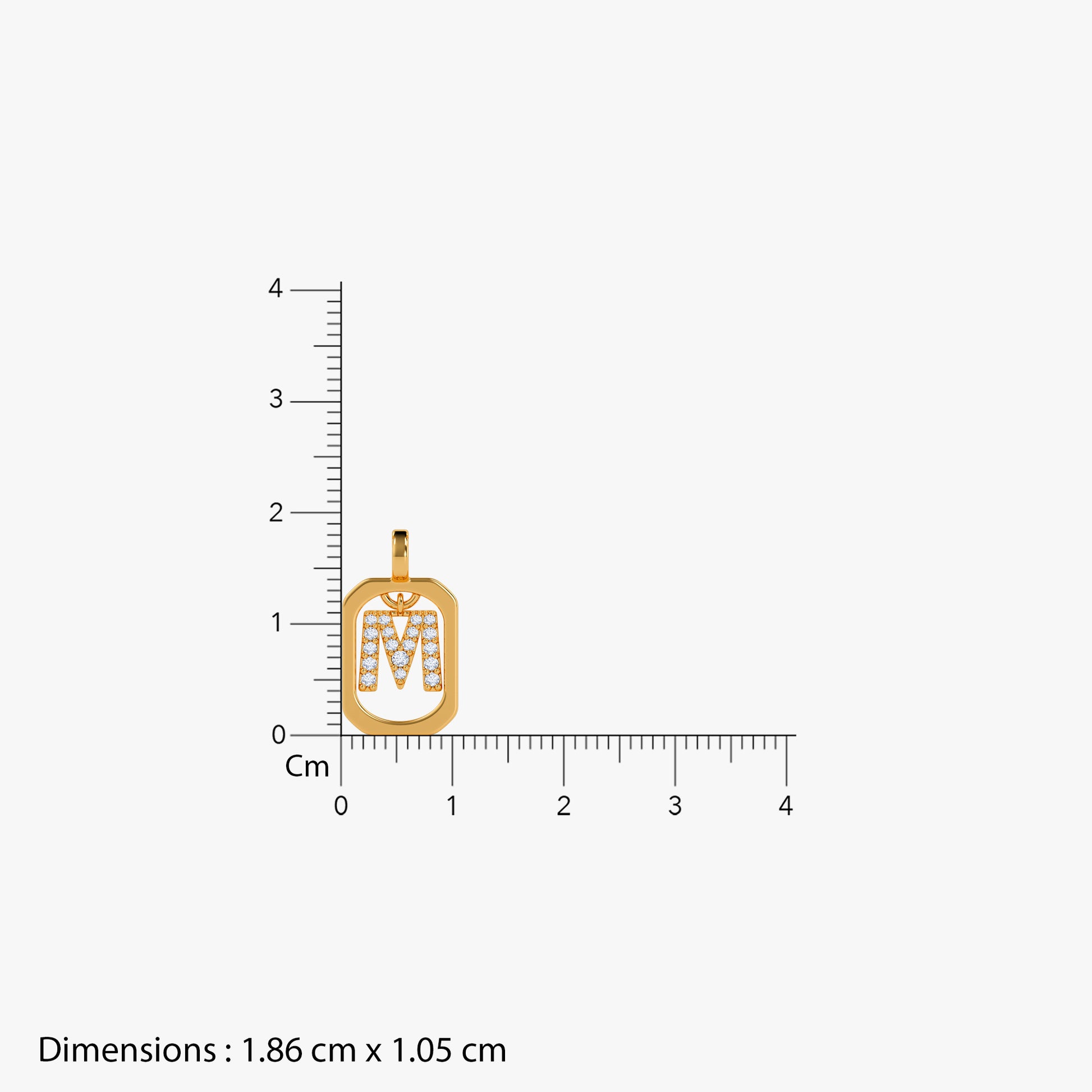 Gold Lab Grown Diamond Framed M Initial Pendant (9k)