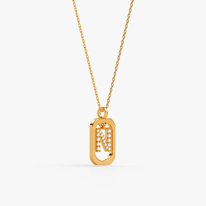 Gold Lab Grown Diamond Framed N Initial Pendant (9k)