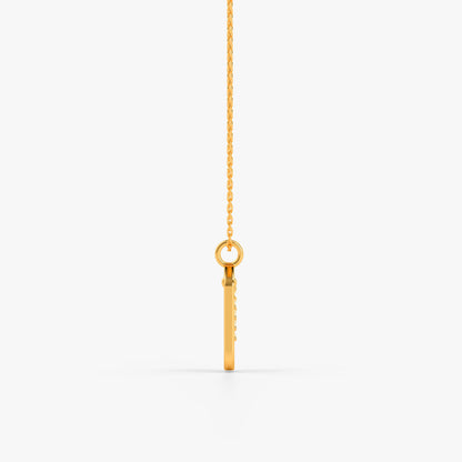 Gold Lab Grown Diamond Framed N Initial Pendant (9k)