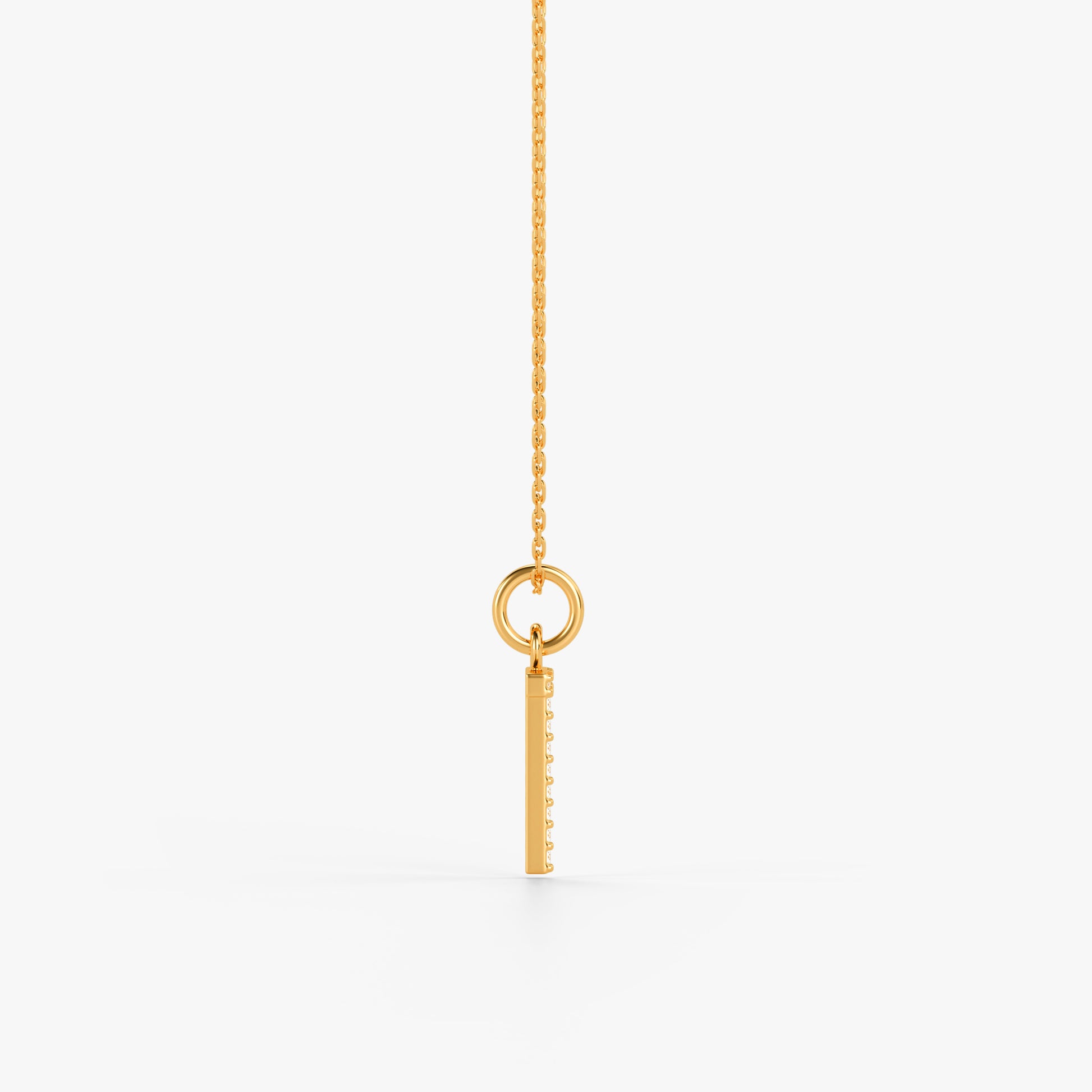 Gold Lab Grown Diamond Studded T Initial Pendant (9k)