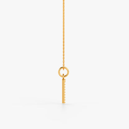 Gold Lab Grown Diamond Studded T Initial Pendant (9k)