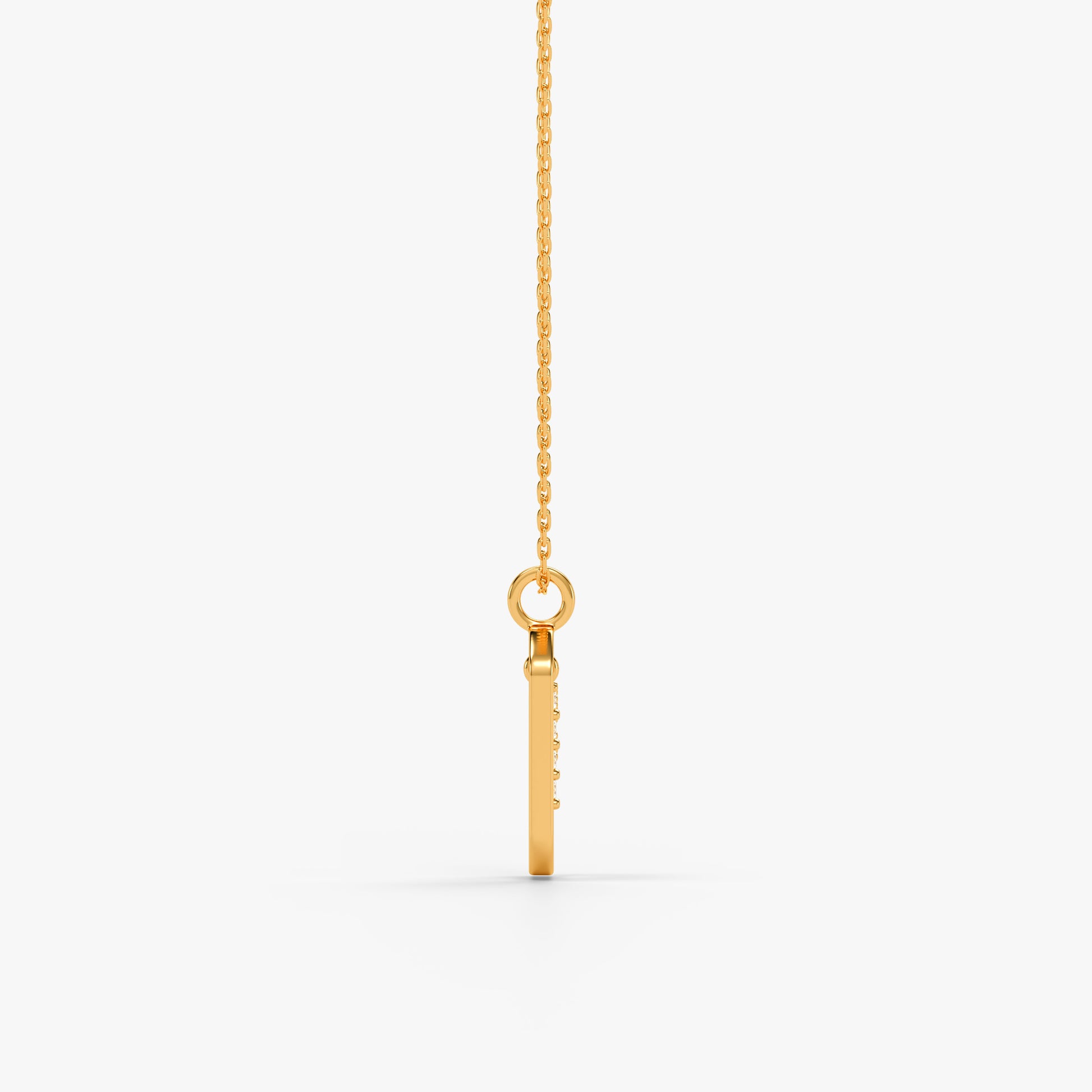 Gold Lab Grown Diamond Framed P Initial Pendant (9k)