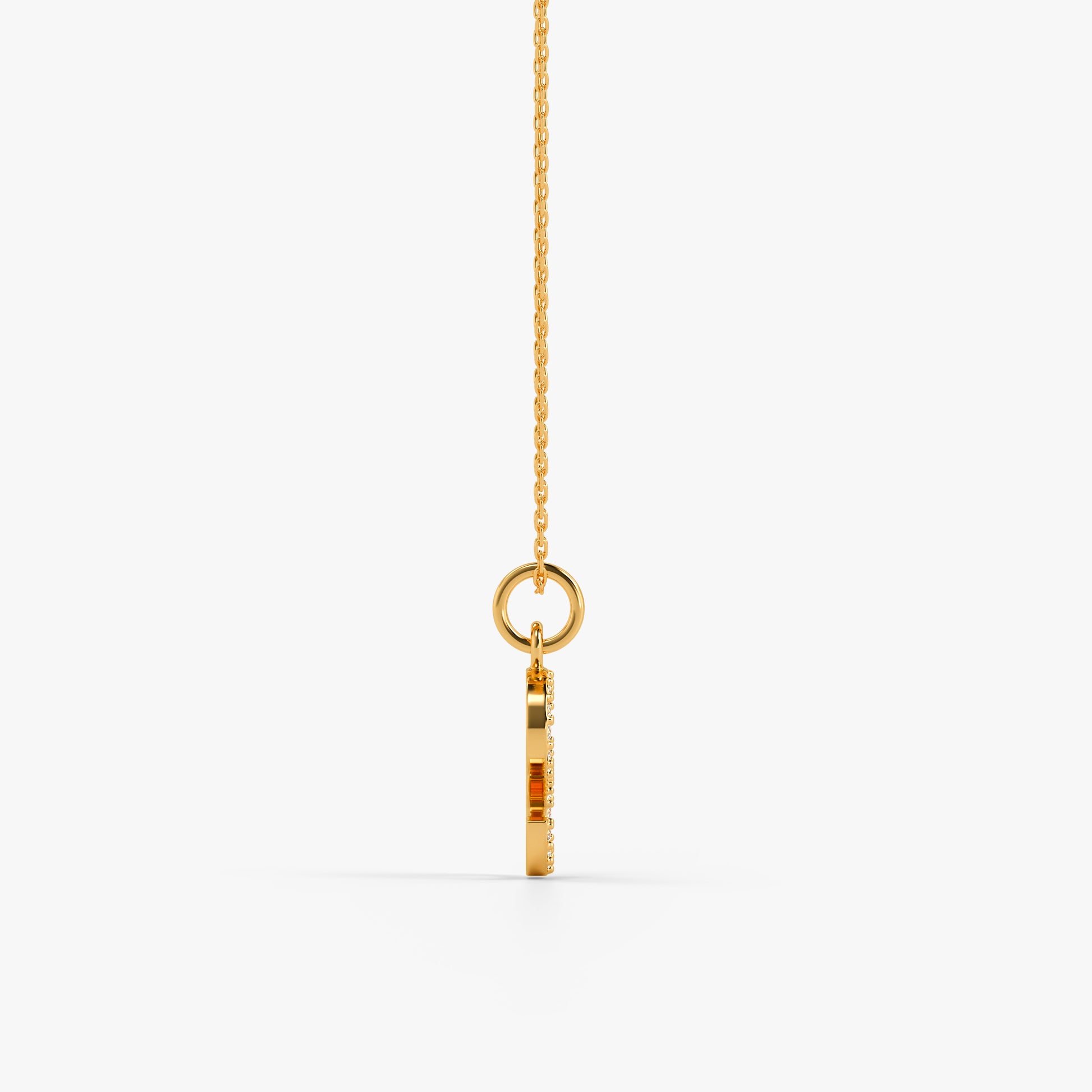 Gold Lab Grown Diamond Studded S Initial Pendant (9k)