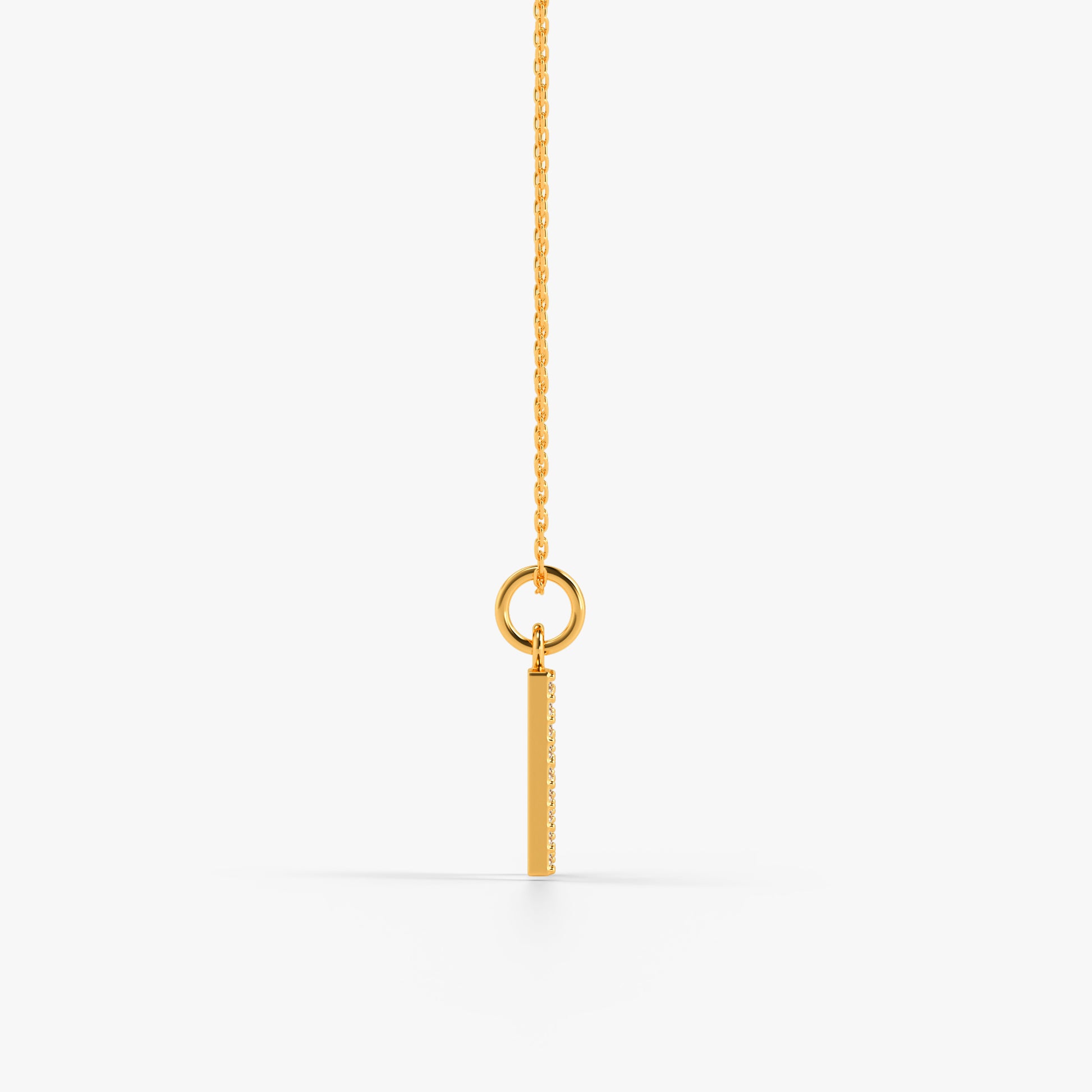 Gold Lab Grown Diamond Studded R Initial Pendant (9k)