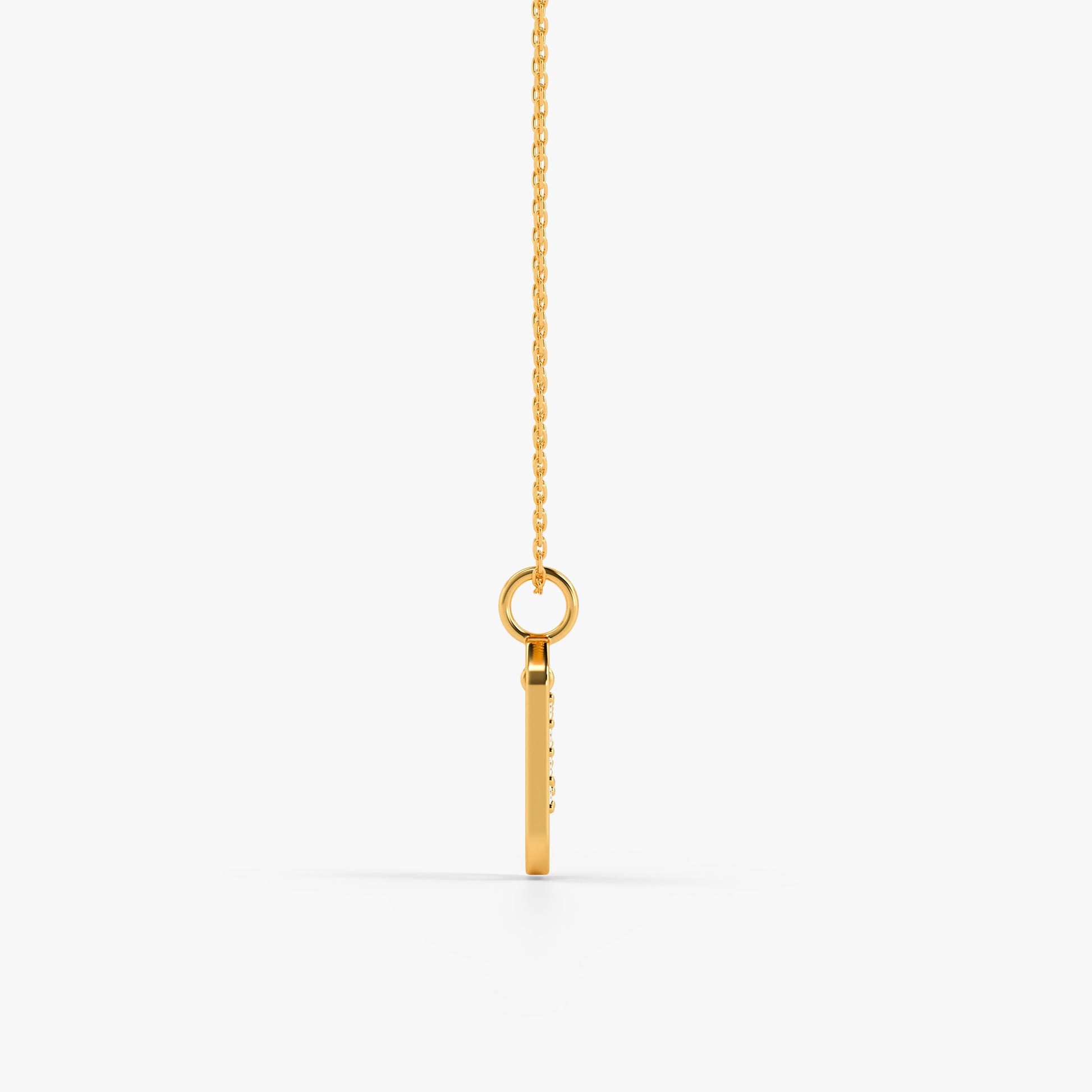 Gold Lab Grown Diamond Framed R Initial Pendant (9k)