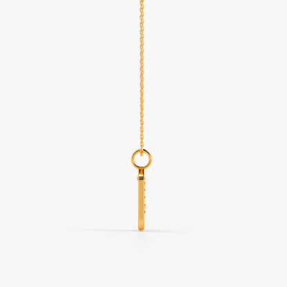 Gold Lab Grown Diamond Framed R Initial Pendant (9k)
