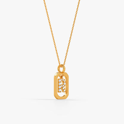 Gold Lab Grown Diamond Framed R Initial Pendant (9k)