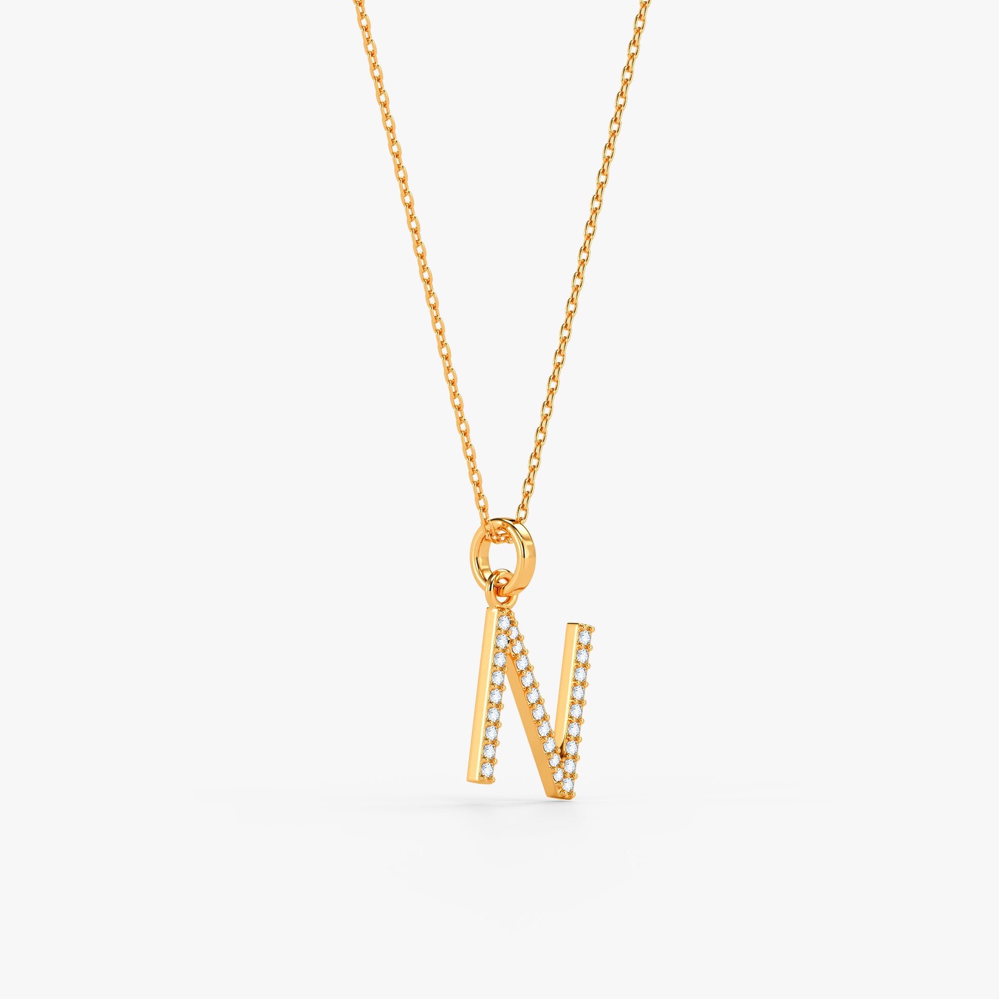 Gold Lab Grown Diamond N Initial Pendant (9K)