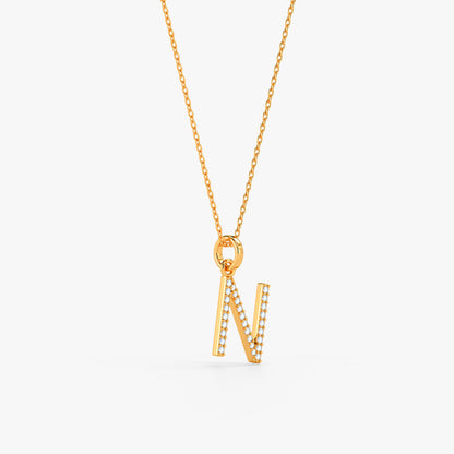 Gold Lab Grown Diamond N Initial Pendant (9K)