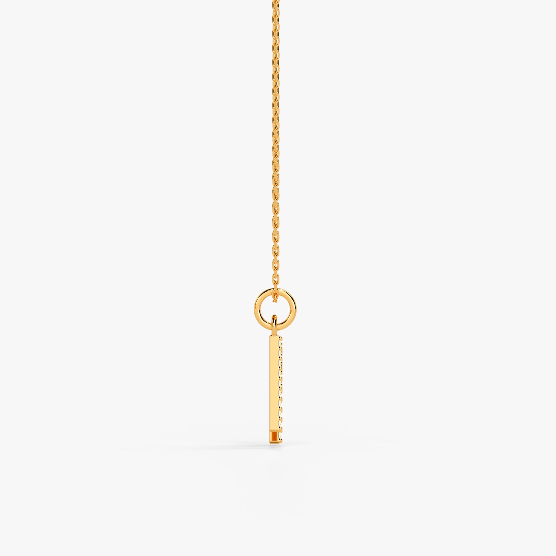 Gold Lab Grown Diamond Studded M Initial Pendant (9k)