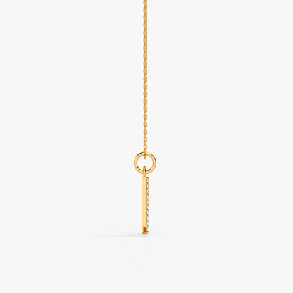 Gold Lab Grown Diamond Studded M Initial Pendant (9k)