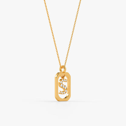 Gold Lab Grown Diamond Framed S Initial Pendant (9k)