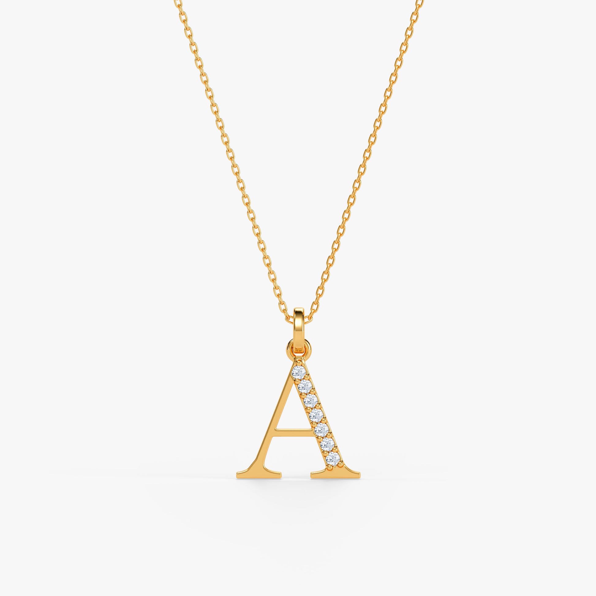 Gold Lab Grown Diamond A Initial Pendant (9K)