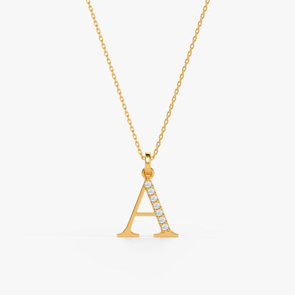 Gold Lab Grown Diamond A Initial Pendant (9K)