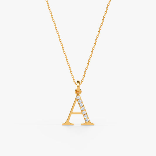 Gold Lab Grown Diamond A Initial Pendant (9K)