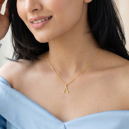 Gold Lab Grown Diamond A Initial Pendant (9K)
