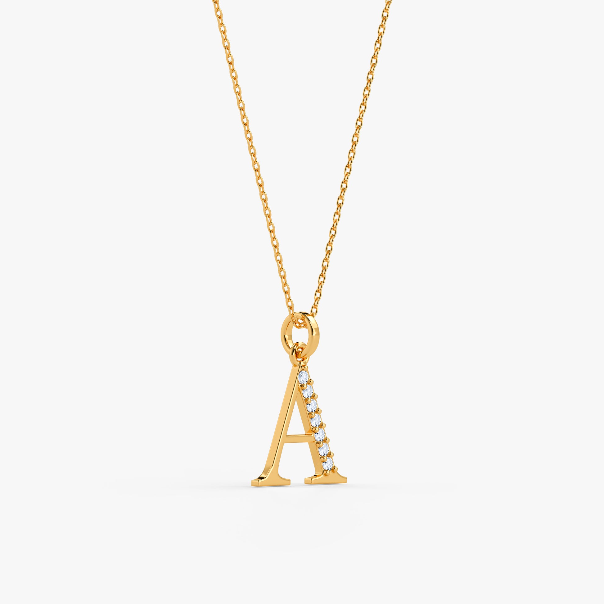 Gold Lab Grown Diamond A Initial Pendant (9K)