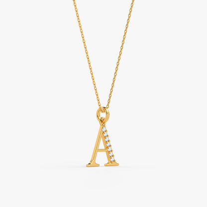 Gold Lab Grown Diamond A Initial Pendant (9K)