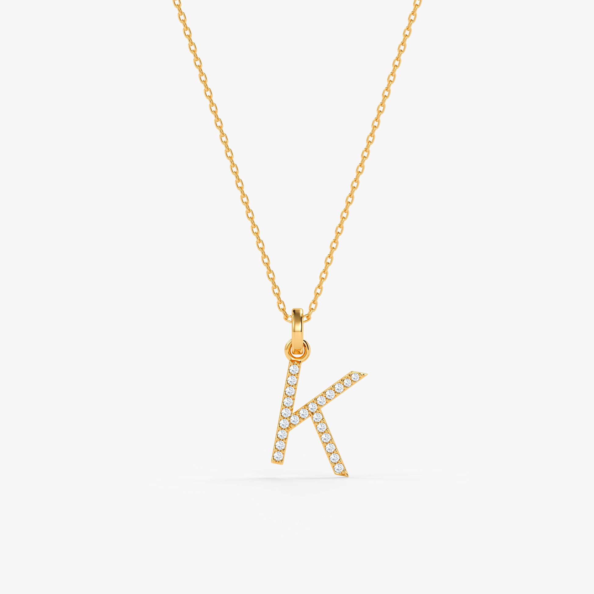 Gold Lab Grown Diamond Studded K Initial Pendant (9k)