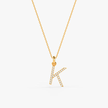 Gold Lab Grown Diamond Studded K Initial Pendant (9k)