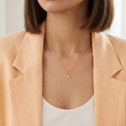 Gold Lab Grown Diamond Studded K Initial Pendant (9k)