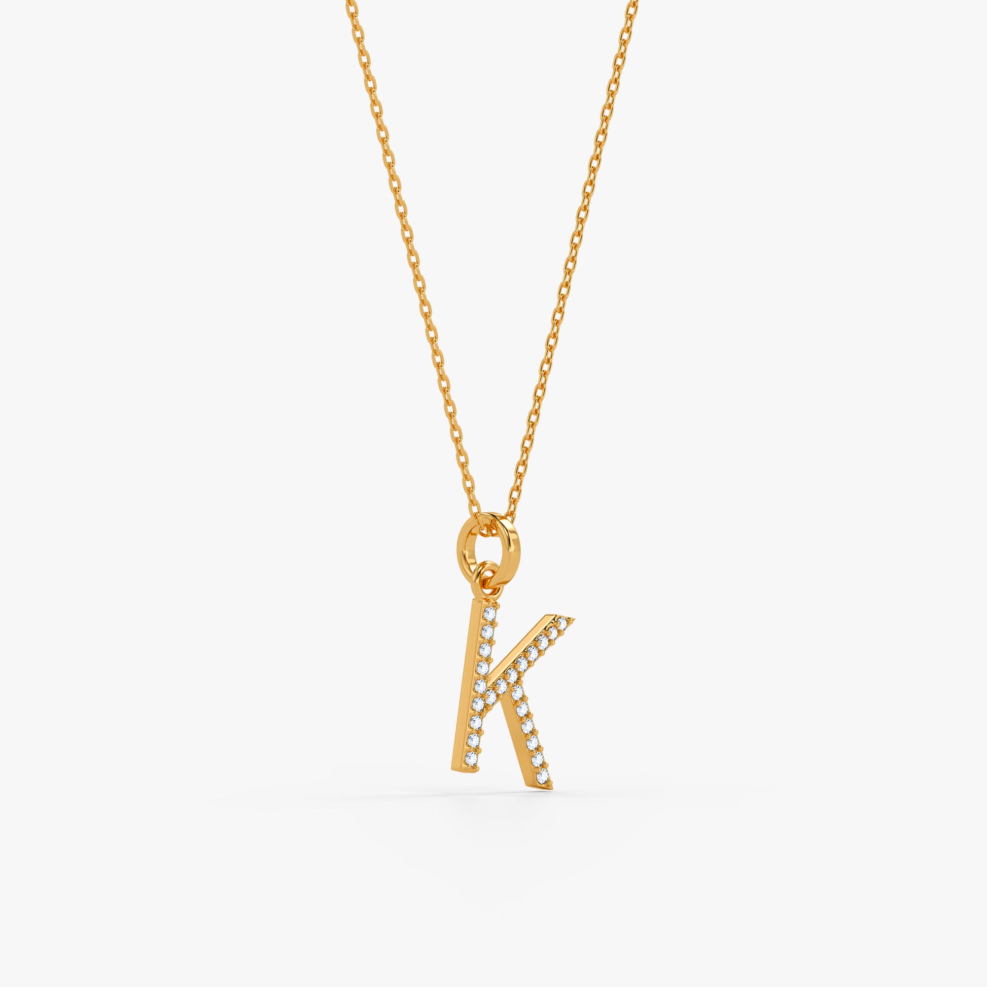 Gold Lab Grown Diamond Studded K Initial Pendant (9k)