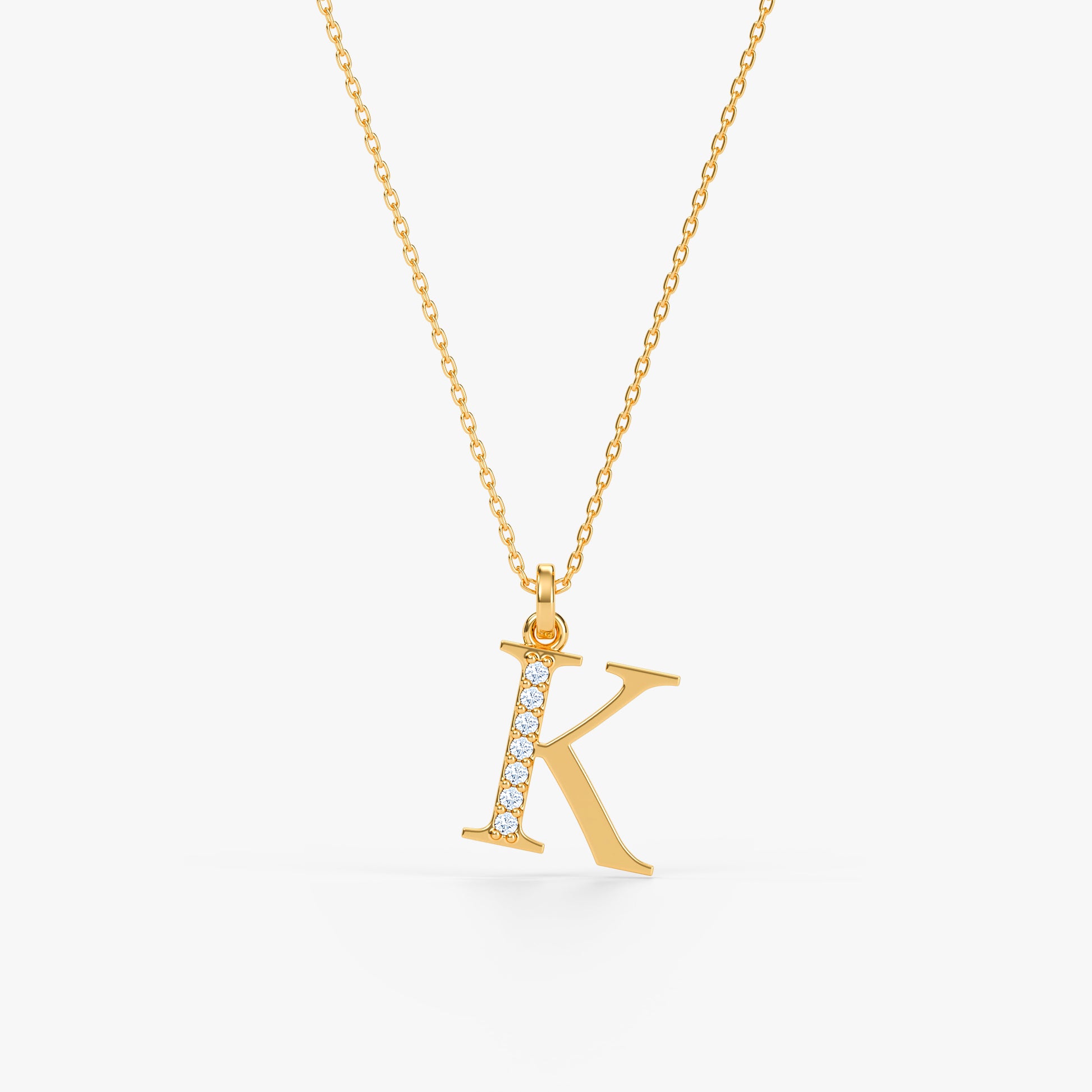Gold Lab Grown Diamond K Initial Pendant (9K)