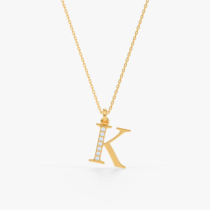 Gold Lab Grown Diamond K Initial Pendant (9K)
