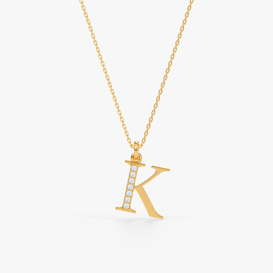 Gold Lab Grown Diamond K Initial Pendant (9K)