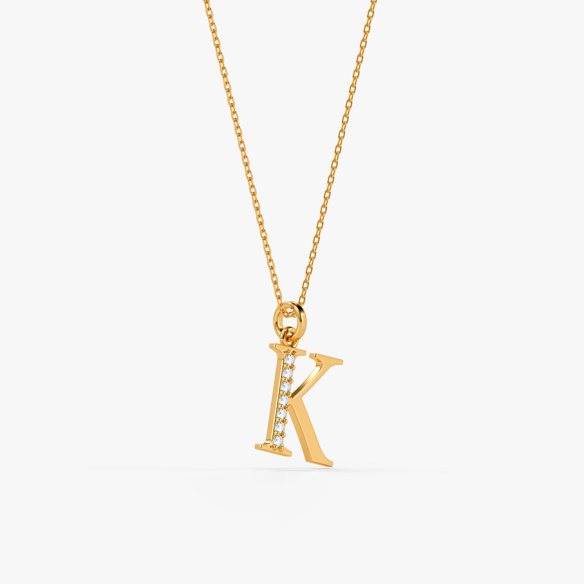 Gold Lab Grown Diamond K Initial Pendant (9K)