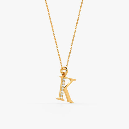 Gold Lab Grown Diamond K Initial Pendant (9K)