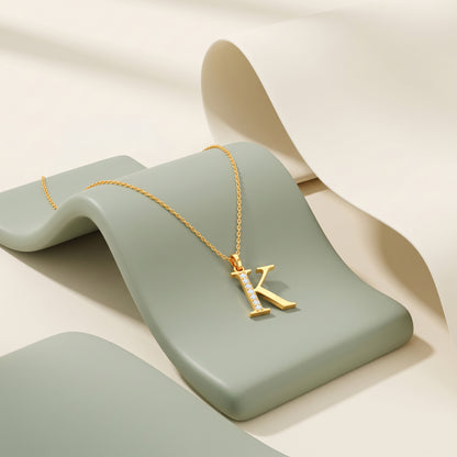 Gold Lab Grown Diamond K Initial Pendant (9K)